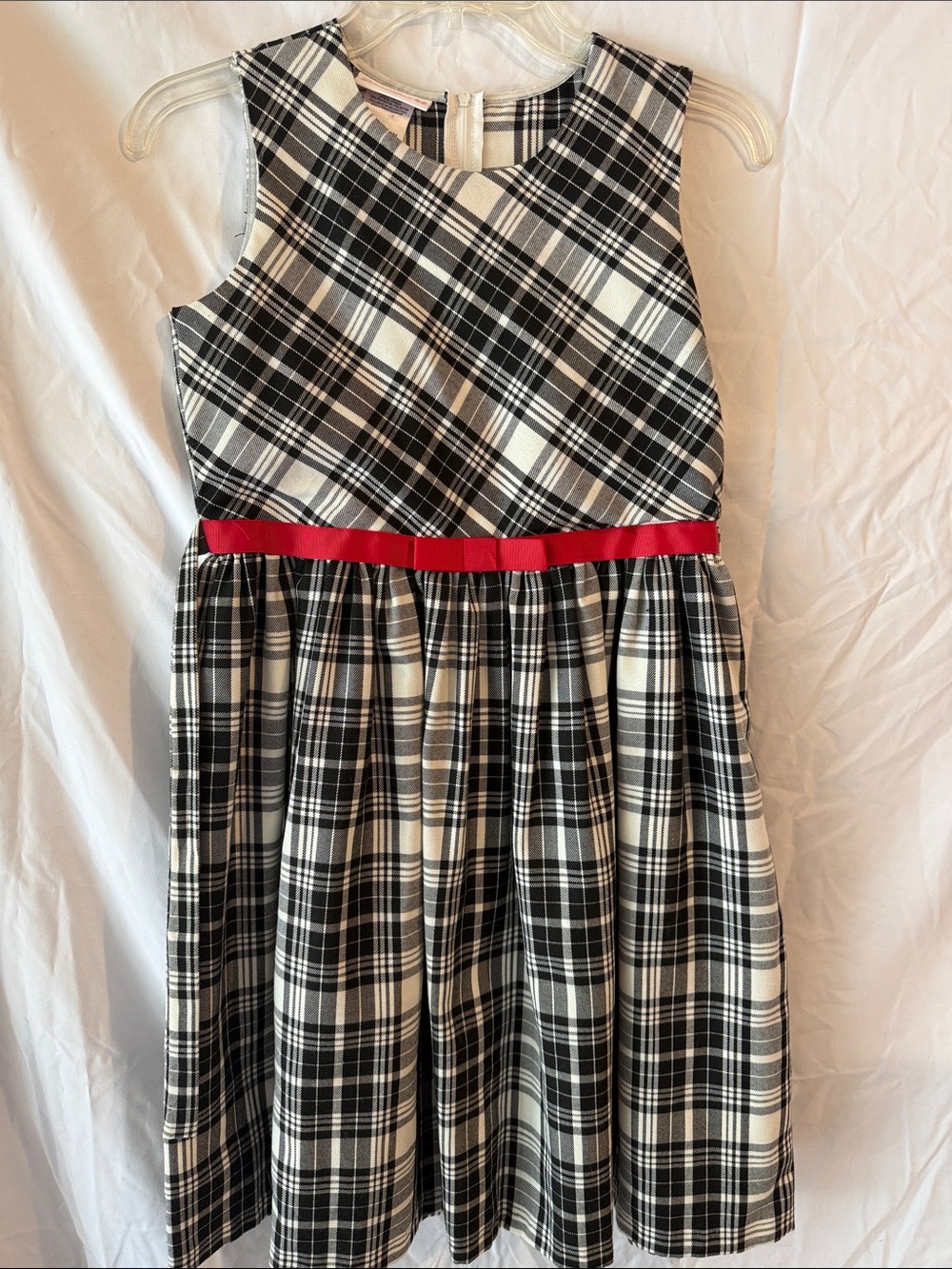 Bonnie Jean Black, White & Red Plaid Holiday Dress